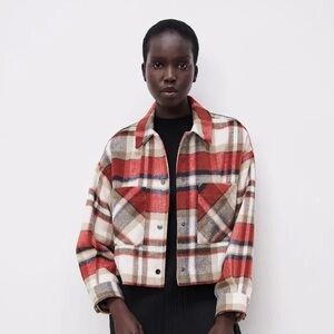 Zara cropped plaid shacket